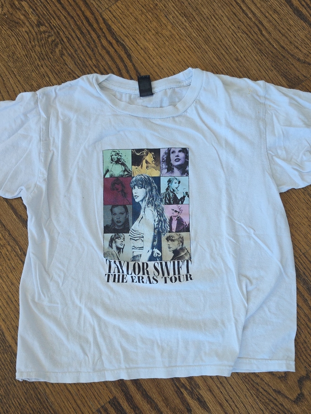Taylor Swift White Short-Sleeve Graphic Tee with Multicolor Photo Collage